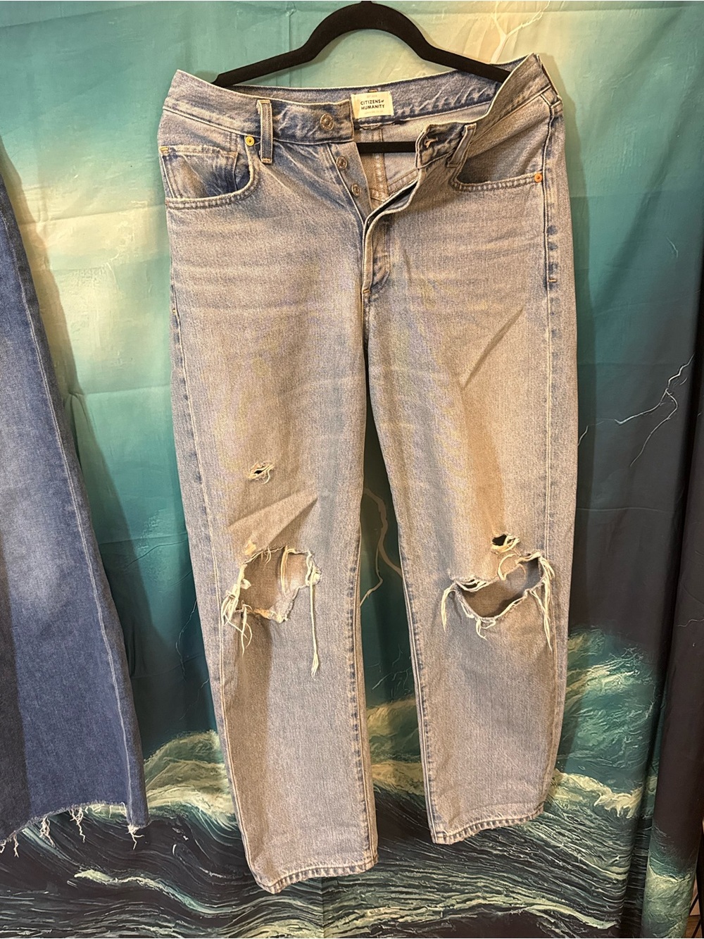 Citizens Of Humanity Light Wash Distressed Straight Leg Jeans